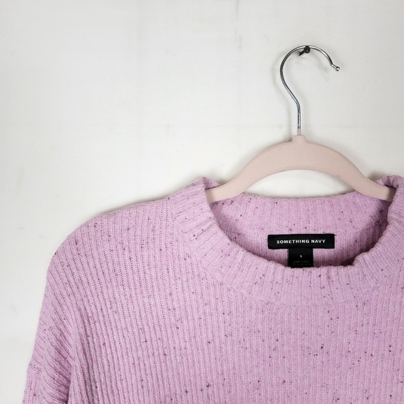 Something Navy Lavendar Speckled Crewneck Sweater - Picture 3 of 5